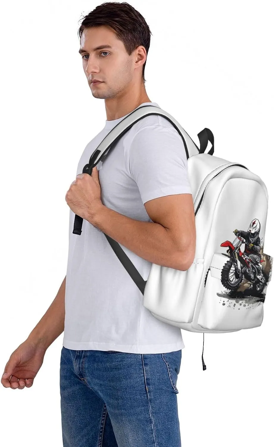Motocross Dirt Bike Racing Supercross Flying Jump Backpack Casual Laptop Backpack Large Capacity Double Shoulder Bag Travel Daypack For Women Men