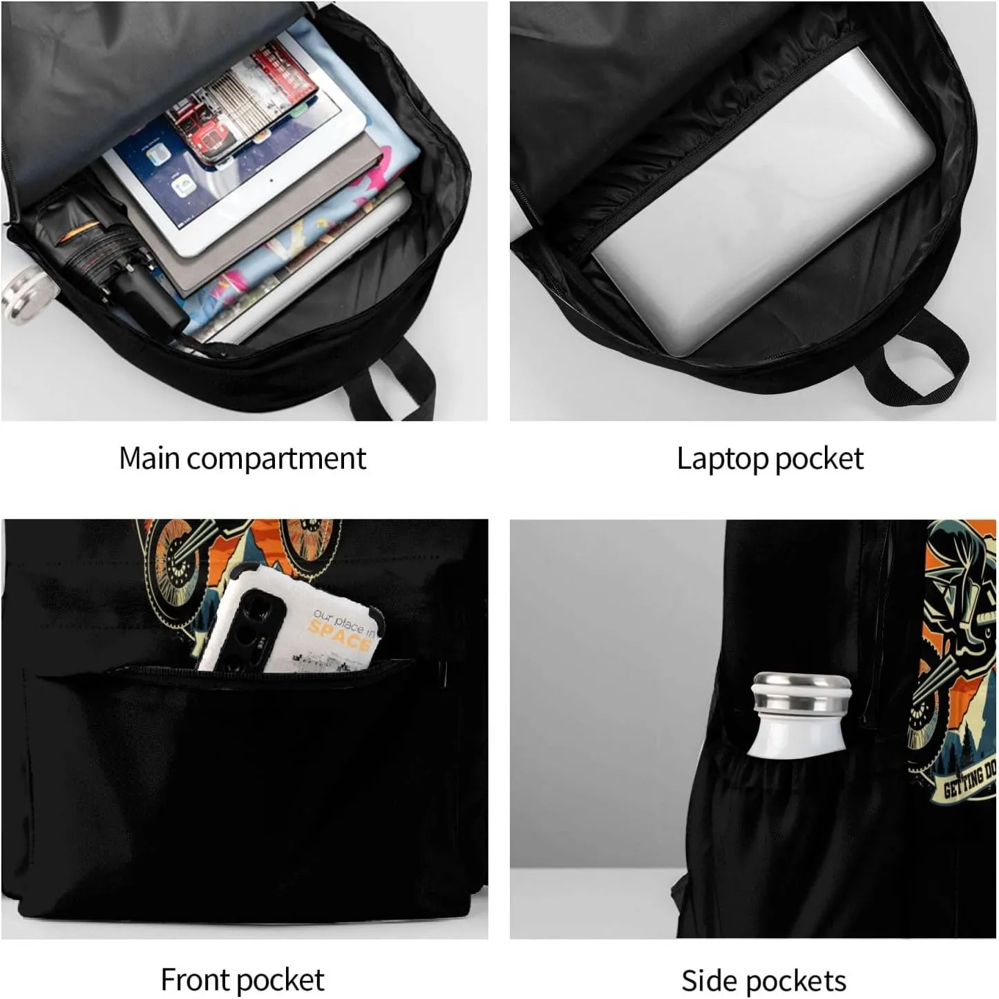 Motocross Dirt Bike Racing Supercross Flying Jump Backpack Casual Laptop Backpack Large Capacity Double Shoulder Bag Travel Daypack For Women Men