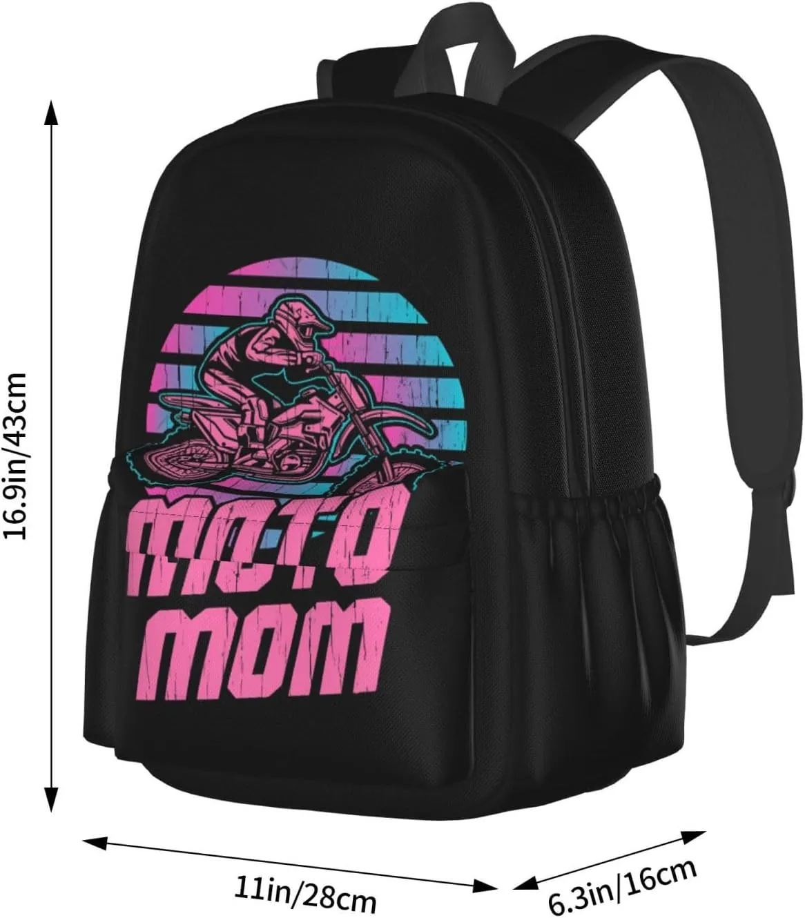 Motocross Mom Dirt Bike Lovers Moto Mom Backpack Casual Laptop Backpack Large Capacity Double Shoulder Bag Travel Daypack For Women Men