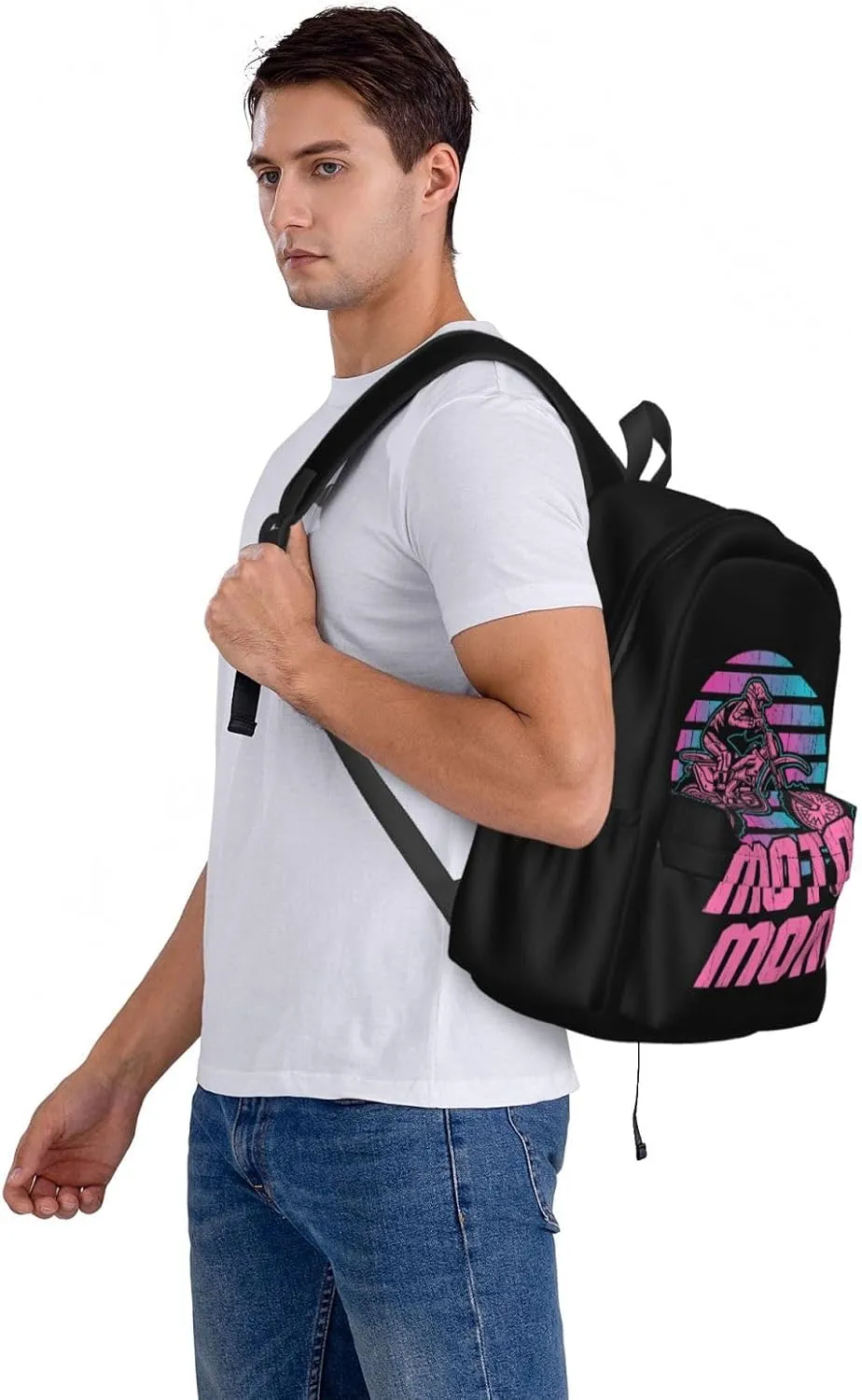 Motocross Mom Dirt Bike Lovers Moto Mom Backpack Casual Laptop Backpack Large Capacity Double Shoulder Bag Travel Daypack For Women Men
