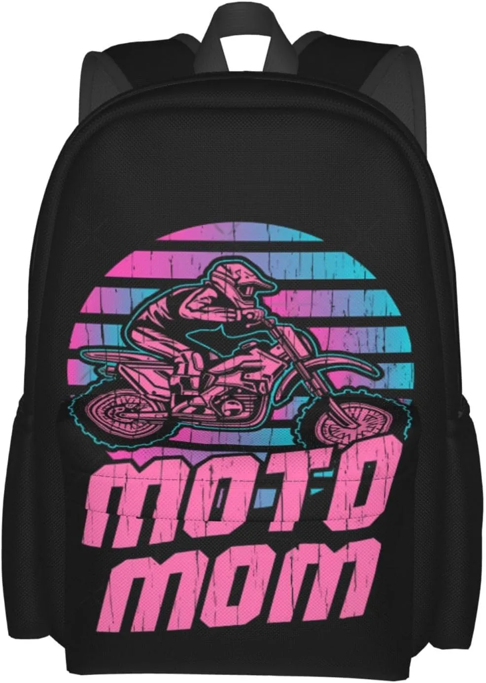 Motocross Mom Dirt Bike Lovers Moto Mom Backpack Casual Laptop Backpack Large Capacity Double Shoulder Bag Travel Daypack For Women Men