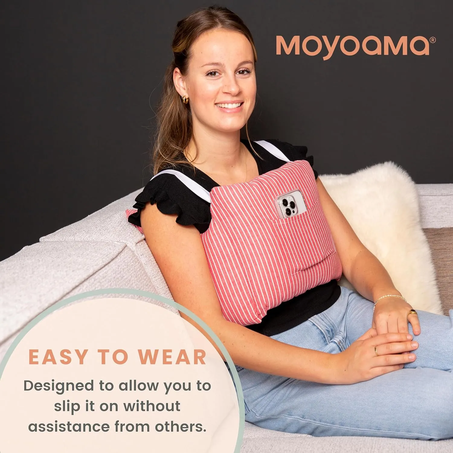 MOYOAMA Post Mastectomy Pillow - Recovery After Breast Cancer Surgery, Breast Augmentation - Lightweight Post Surgery Pillow with 4 Built-in Pockets to Support Healing - Breast Cancer Gifts for Women