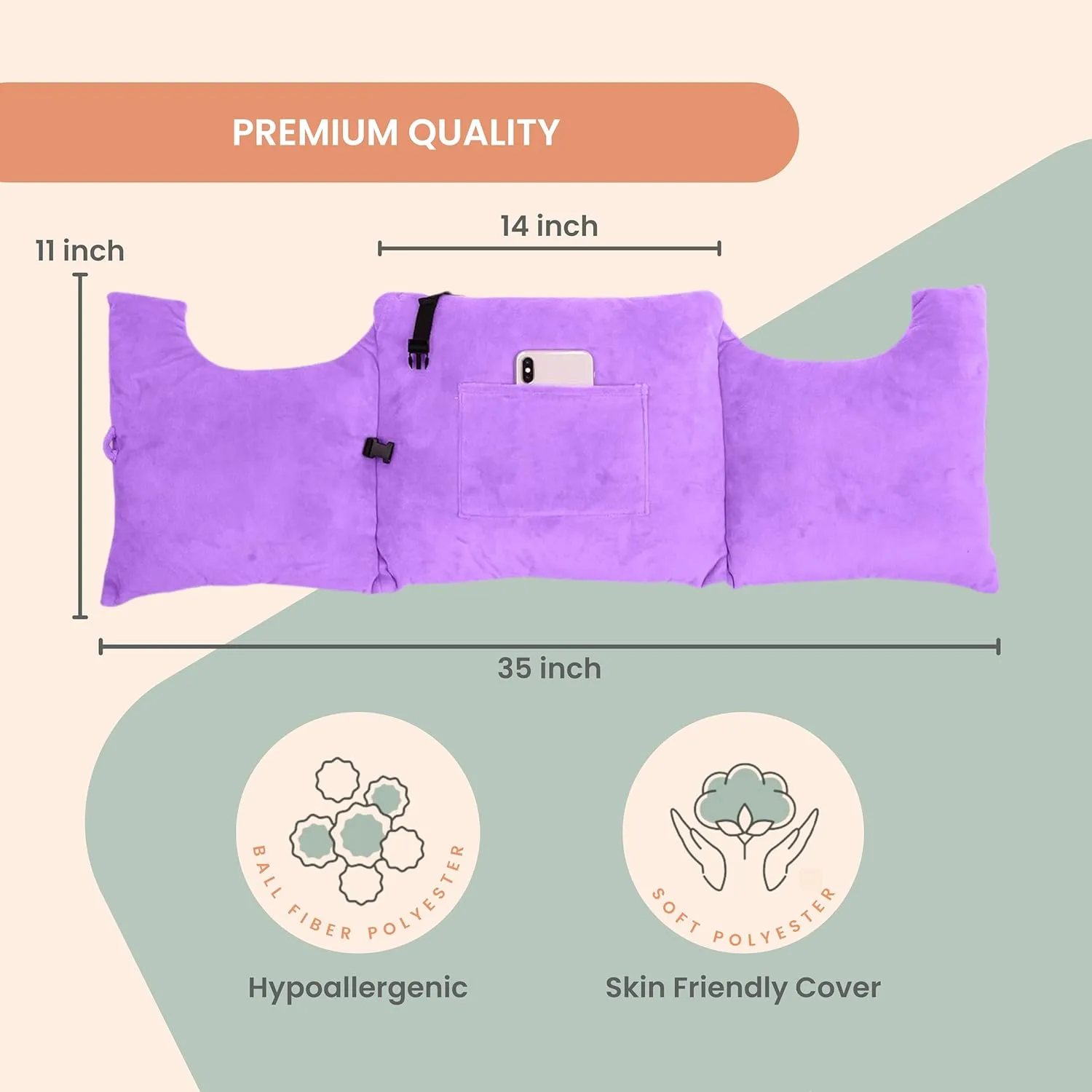MOYOAMA Post Mastectomy Pillow - Recovery After Breast Cancer Surgery, Breast Augmentation - Lightweight Post Surgery Pillow with 4 Built-in Pockets to Support Healing - Breast Cancer Gifts for Women