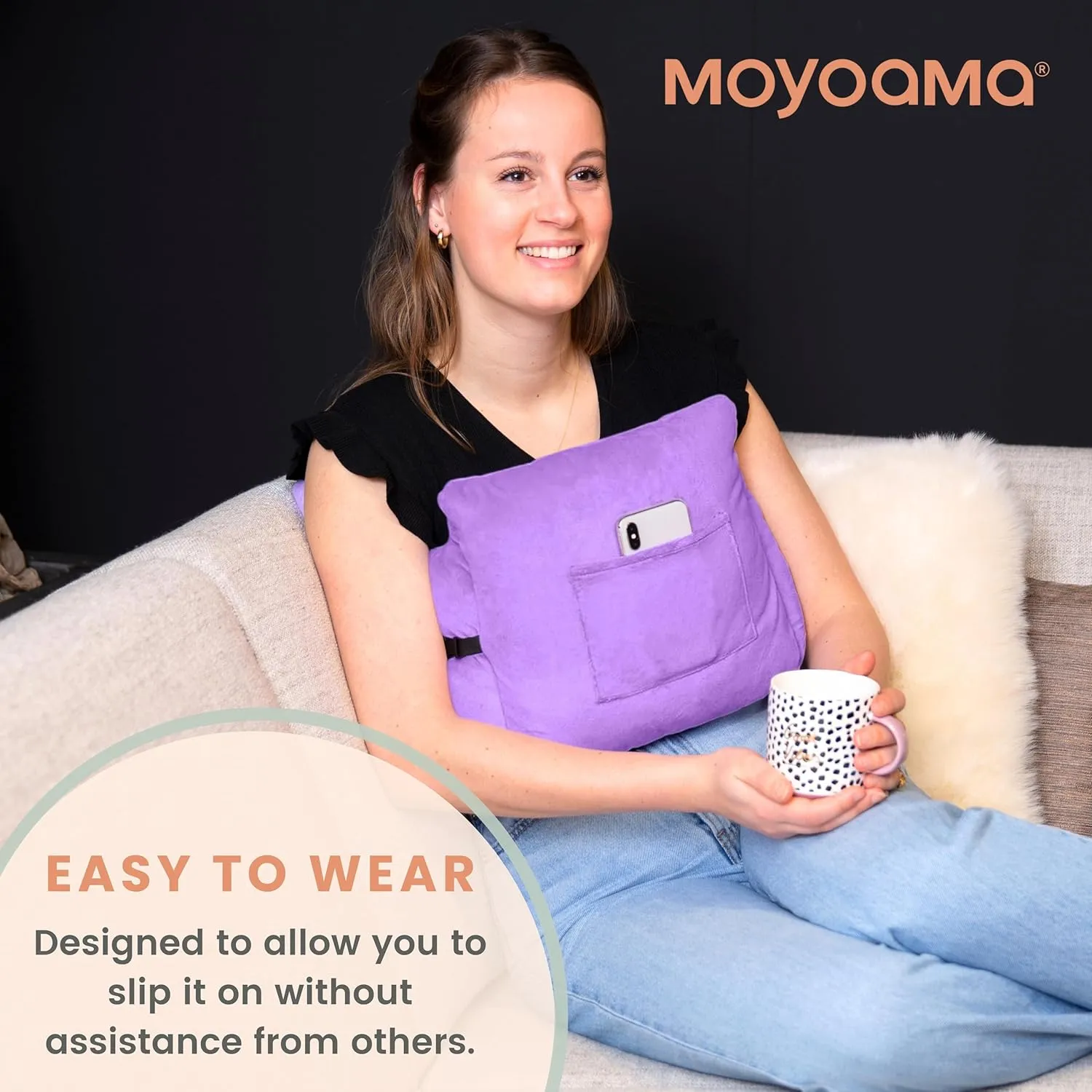 MOYOAMA Post Mastectomy Pillow - Recovery After Breast Cancer Surgery, Breast Augmentation - Lightweight Post Surgery Pillow with 4 Built-in Pockets to Support Healing - Breast Cancer Gifts for Women