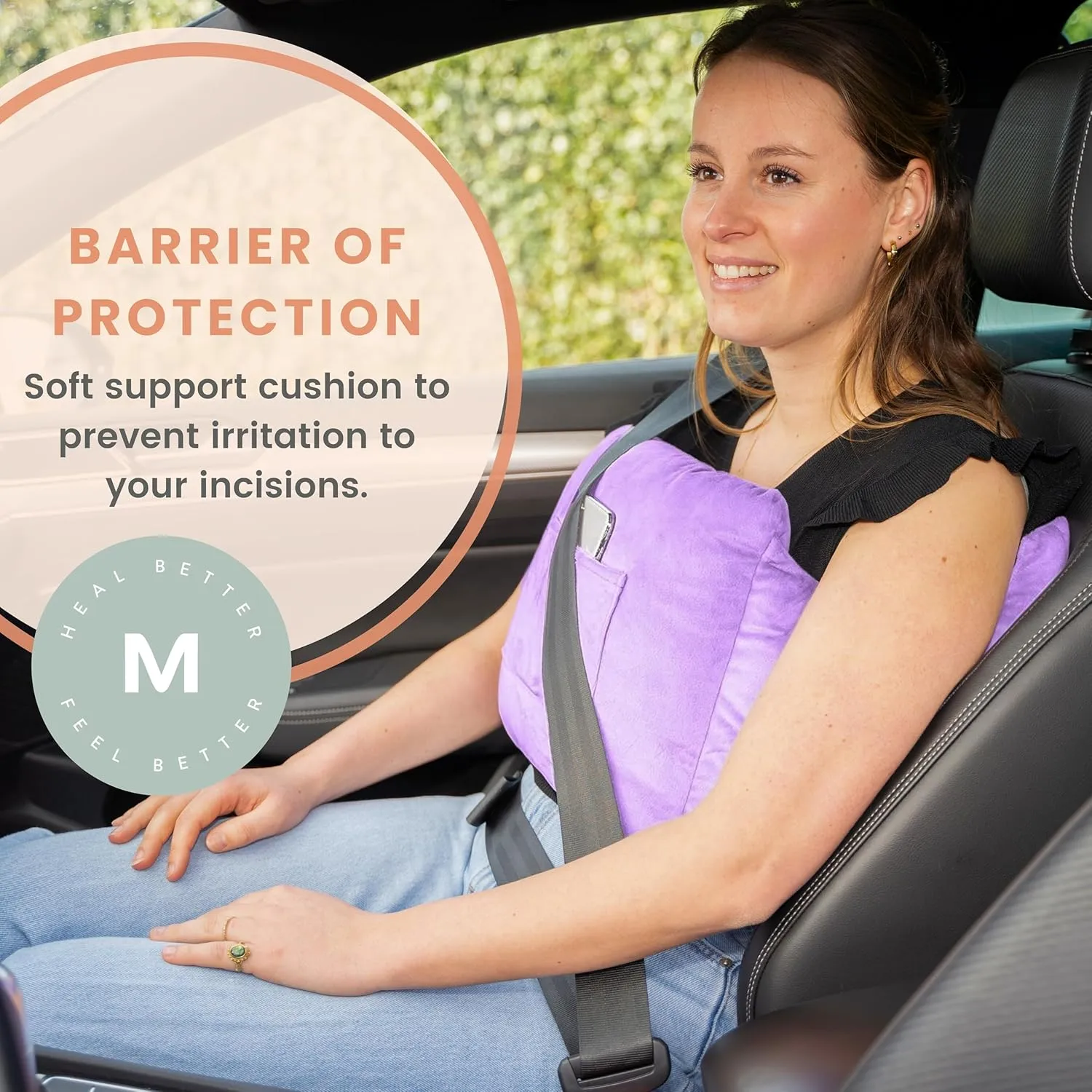MOYOAMA Post Mastectomy Pillow - Recovery After Breast Cancer Surgery, Breast Augmentation - Lightweight Post Surgery Pillow with 4 Built-in Pockets to Support Healing - Breast Cancer Gifts for Women