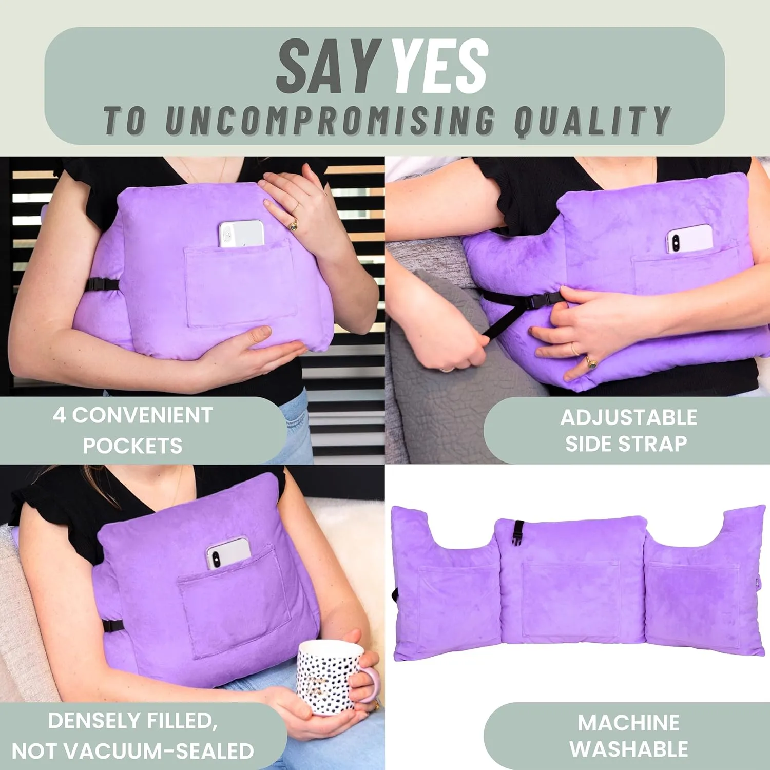 MOYOAMA Post Mastectomy Pillow - Recovery After Breast Cancer Surgery, Breast Augmentation - Lightweight Post Surgery Pillow with 4 Built-in Pockets to Support Healing - Breast Cancer Gifts for Women