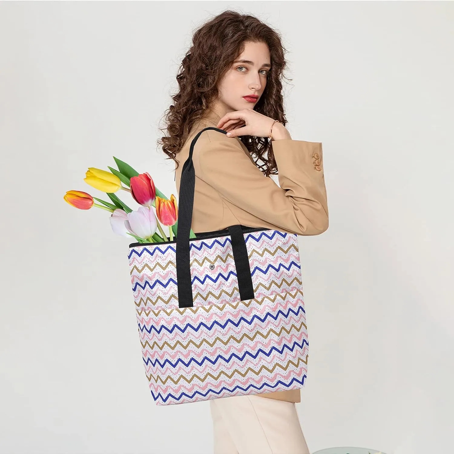 mygreen Foldable Work Tote Bags For Women Large Tote Travel Bag, Nurse Bag, Teacher Bag, Mom Bag