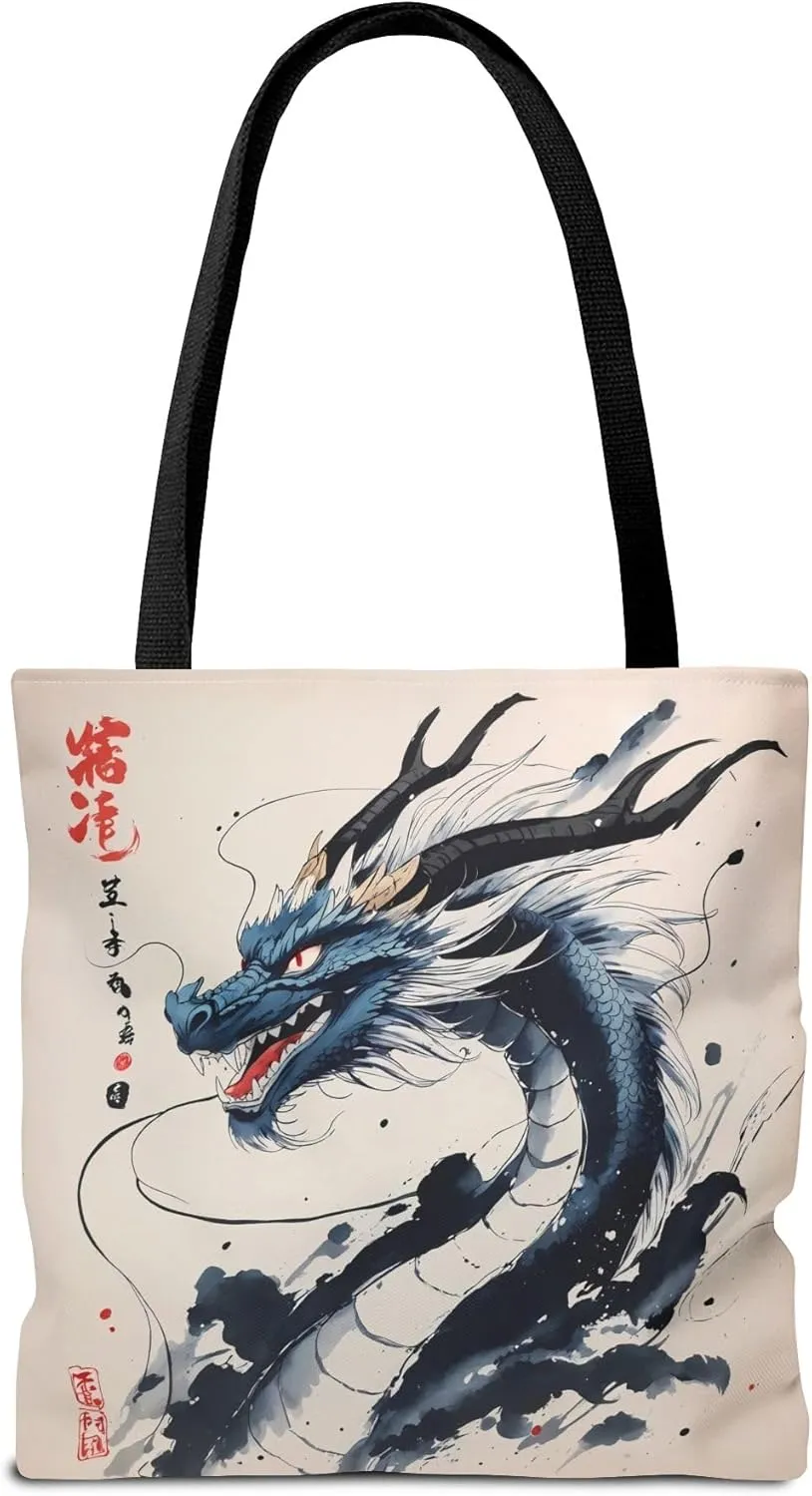 Mystical Dragon Eco-Friendly Tote Shopping Bag, Art Lover Gift, Asian Culture Decor, Cosplay Accessory