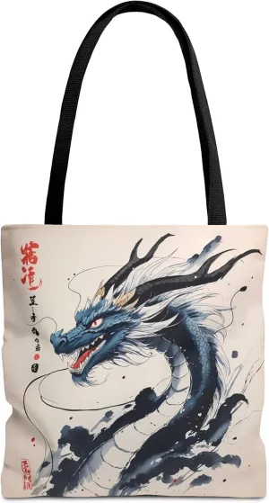 Mystical Dragon Eco-Friendly Tote Shopping Bag, Art Lover Gift, Asian Culture Decor, Cosplay Accessory