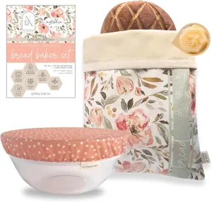 Nectar & Nest Bread Baker Set, Limited-Edition Artist Series, Reusable Beeswax Bread Bags for Homemade Bread and Bowl Cover, Sourdough Bags, Organic Cotton Beeswax Dough Proofing Cover, Family Owned