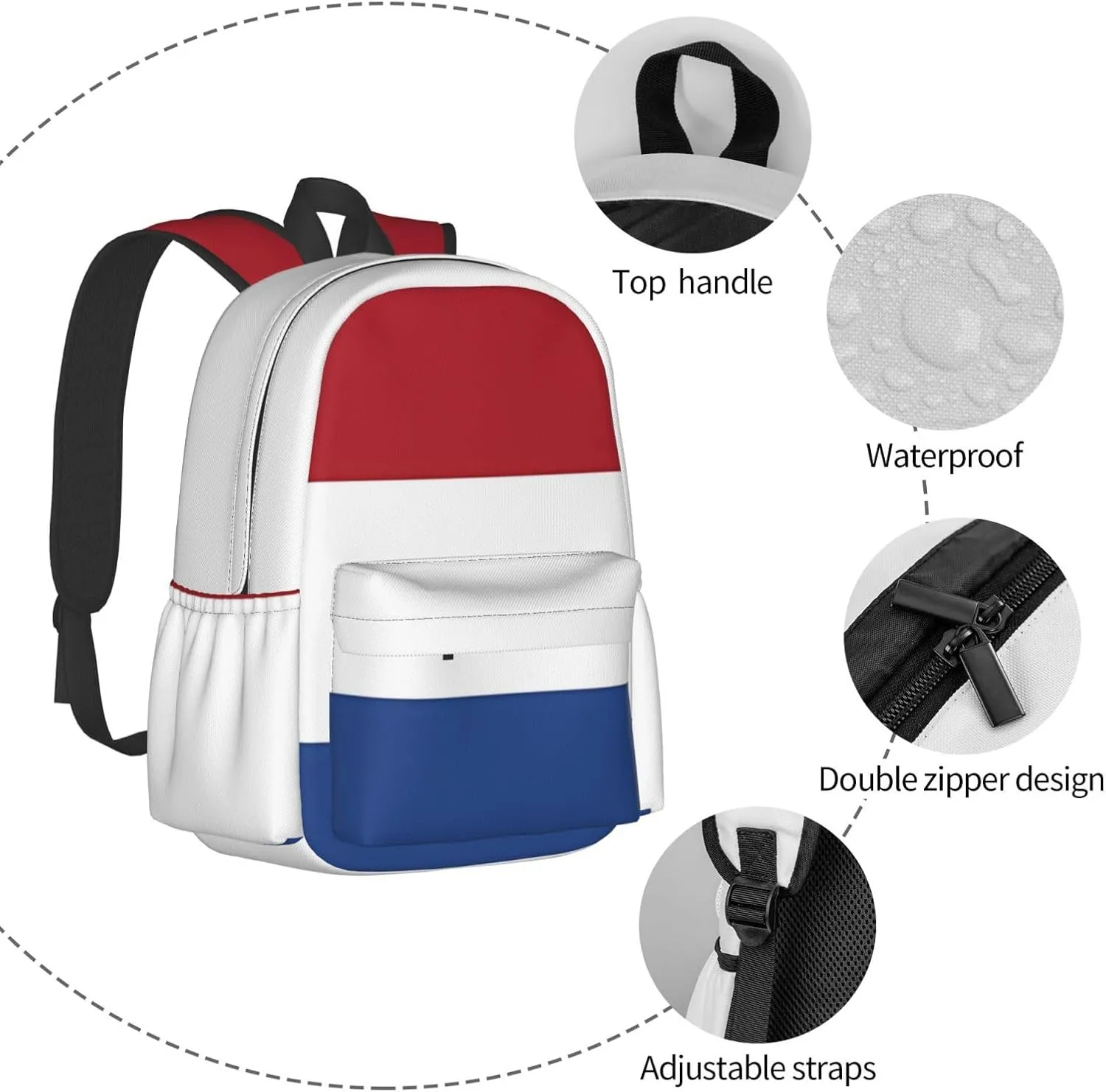 Netherlands Holland Flag Backpack Large Capacity Backpack Lightweight Double Shoulder Bag For Women Men Travel