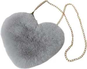 New 2025 Chain Bag Women's Heart Shaped Handbags Cute Faux Fur Crossbody Bags Soft Shoulder Jewelry Findings Fashion Trendy Accessories Creative Gift