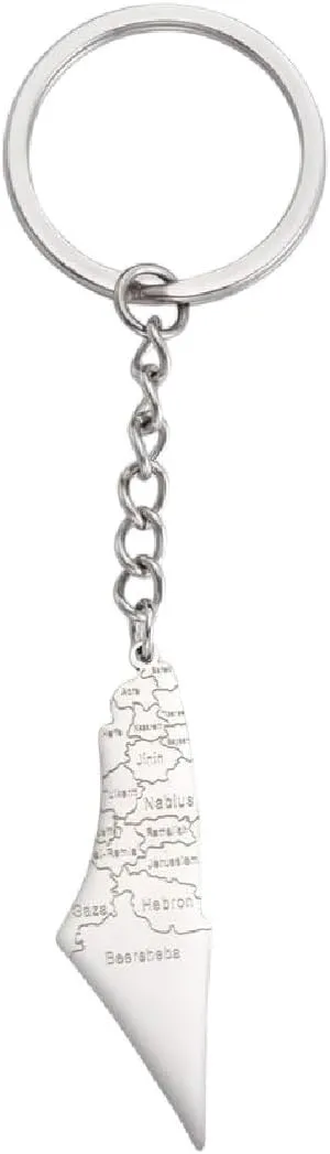 New 2026 Unisex Israel Map Keyring Country Geography Bag Charm Hebrew Keychain Stainless Steel Keychains Men For Bags Decoration Jewelry Luxury With You Accessories Trendy For Women And Men