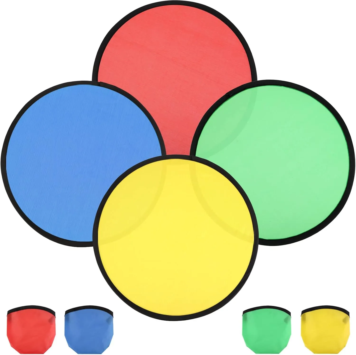 Norme 24 Pcs Foldable Flying Disc Fans Set Folding Pocket Toy Beach Summer Flying Disc for Fun Birthday Party Outdoor Activity Game