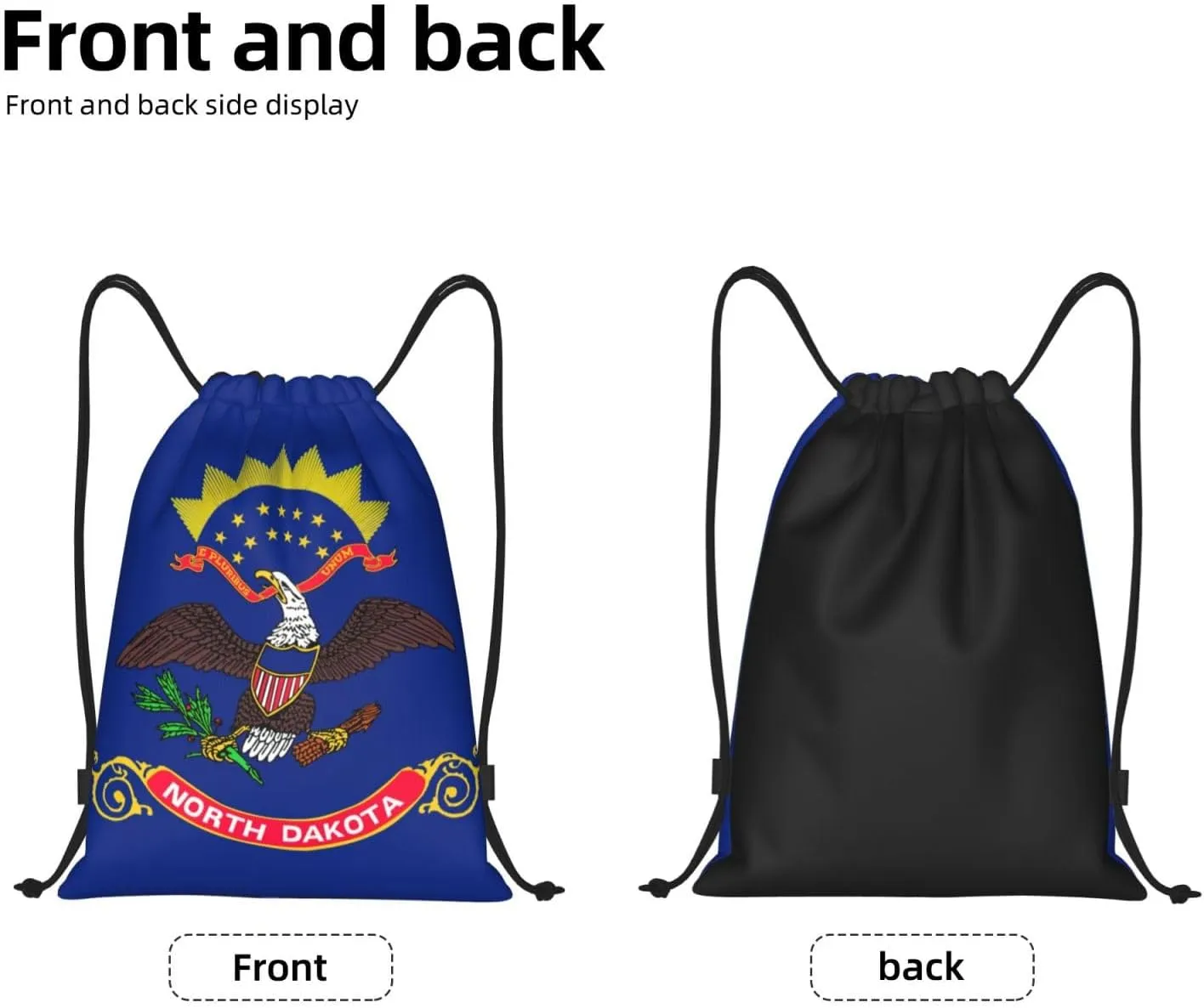 North Dakota State Flag print Drawstring Backpack Bags Sack Cinch Tote Sport Storage Polyester Bag for Gym Traveling