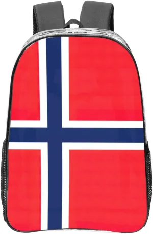 Norwegian flag print Clear Backpack Bag for Office Travel, Concerts, Work, Festivals Sporting Events Women Men