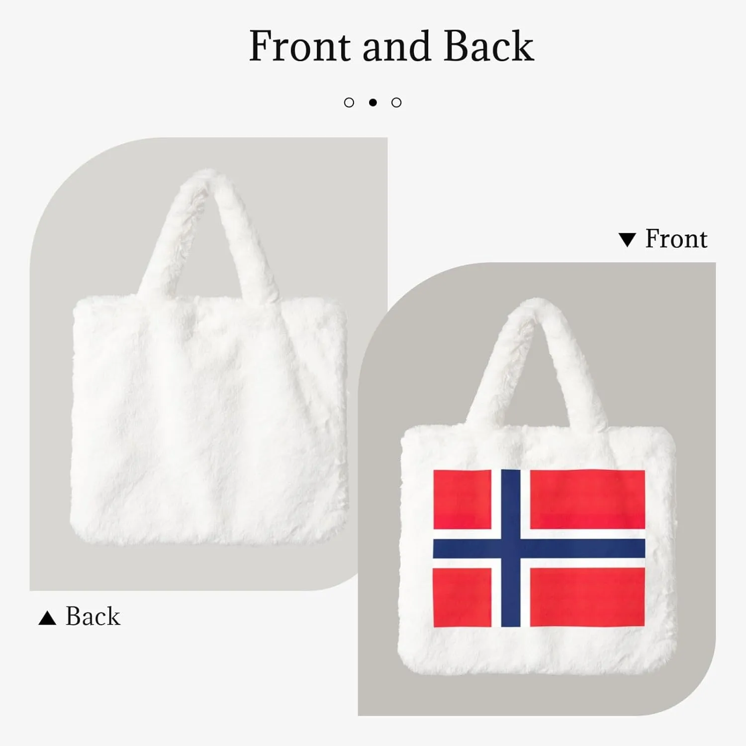 Norwegian Flag Printing Fluffy Shoulder Bag Ladies Plush Underarm Bag Tote Bag Furry Purse Handbag For Work Travel