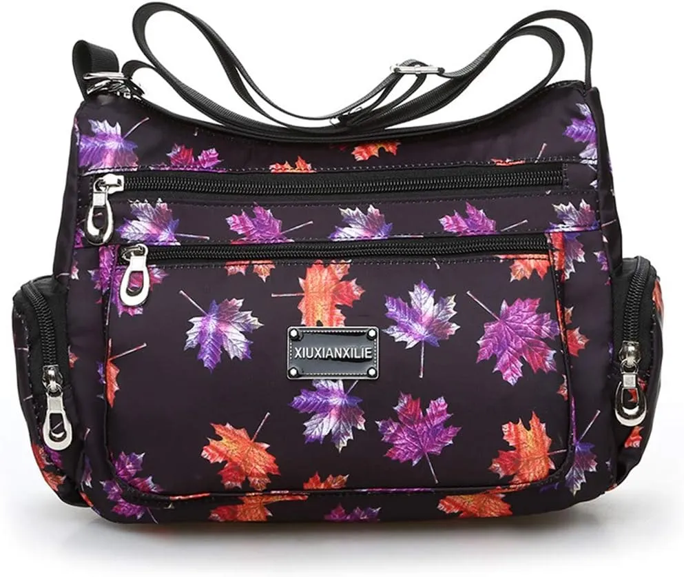 NOTAG Crossbody Bags for Women Nylon Shoulder Bag Floral Multi-Pocket Purses and Handbags