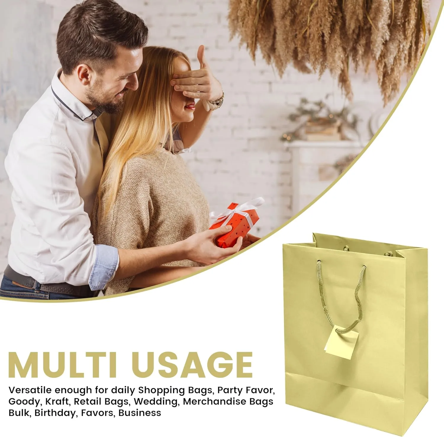 Novel Box Ivory Gift Bags with Handles 10 Pack 4.75x3.25x6.75 Inches Small Paper Bulk Gift Bags for Business, Shopping, Birthday, Party Favor - Euro Tote Paper Bag for Groceries & Personal Use