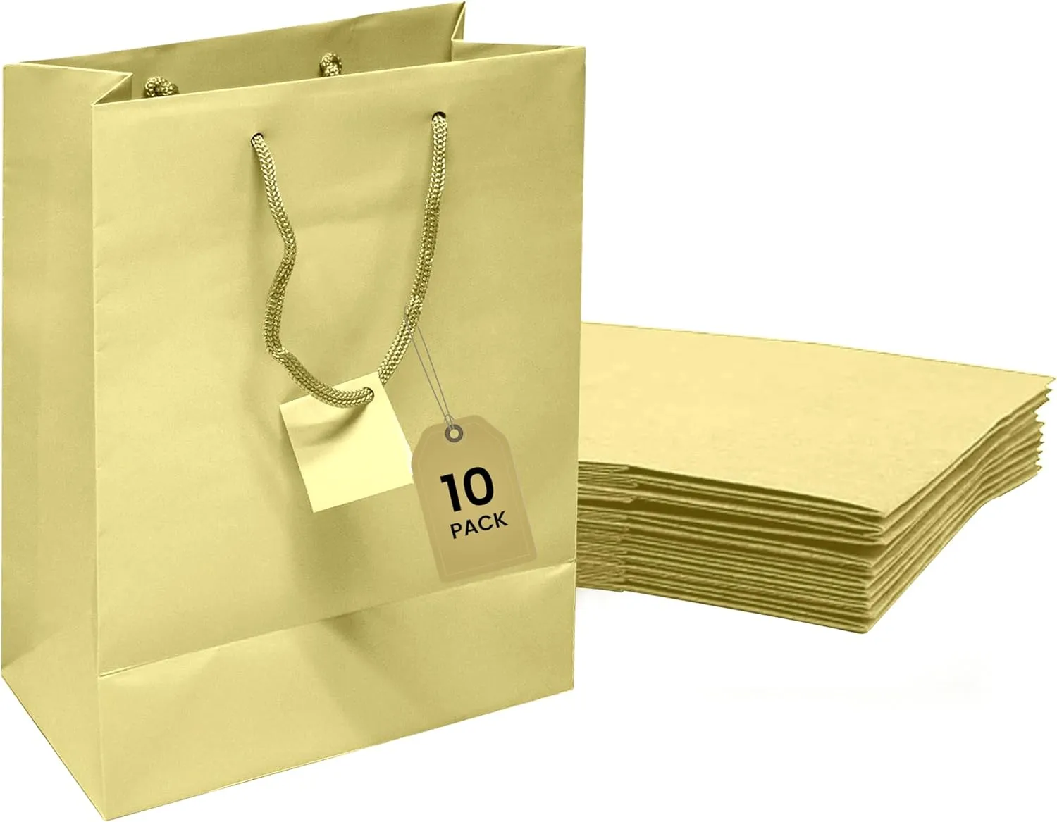 Novel Box Ivory Gift Bags with Handles 10 Pack 4.75x3.25x6.75 Inches Small Paper Bulk Gift Bags for Business, Shopping, Birthday, Party Favor - Euro Tote Paper Bag for Groceries & Personal Use