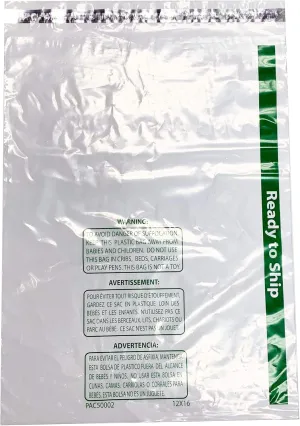 NuBox Clear 12x16 'Ready to Ship' Sealable 1.5 mil Poly Bags w/Self-Seal, Suffocation Warning, 100% FBA Packaging and Prep Compliance, 12" x 16" (750 Bags)