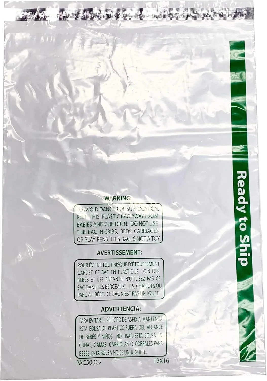 NuBox Clear 12x16 'Ready to Ship' Sealable 1.5 mil Poly Bags w/Self-Seal, Suffocation Warning, 100% FBA Packaging and Prep Compliance, 12" x 16" (750 Bags)
