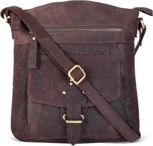Oak Leathers Leather Crossbody Bag For Women With Adjustable Sling Strap - Medium Size Crossover Shoulder Handbag Purse