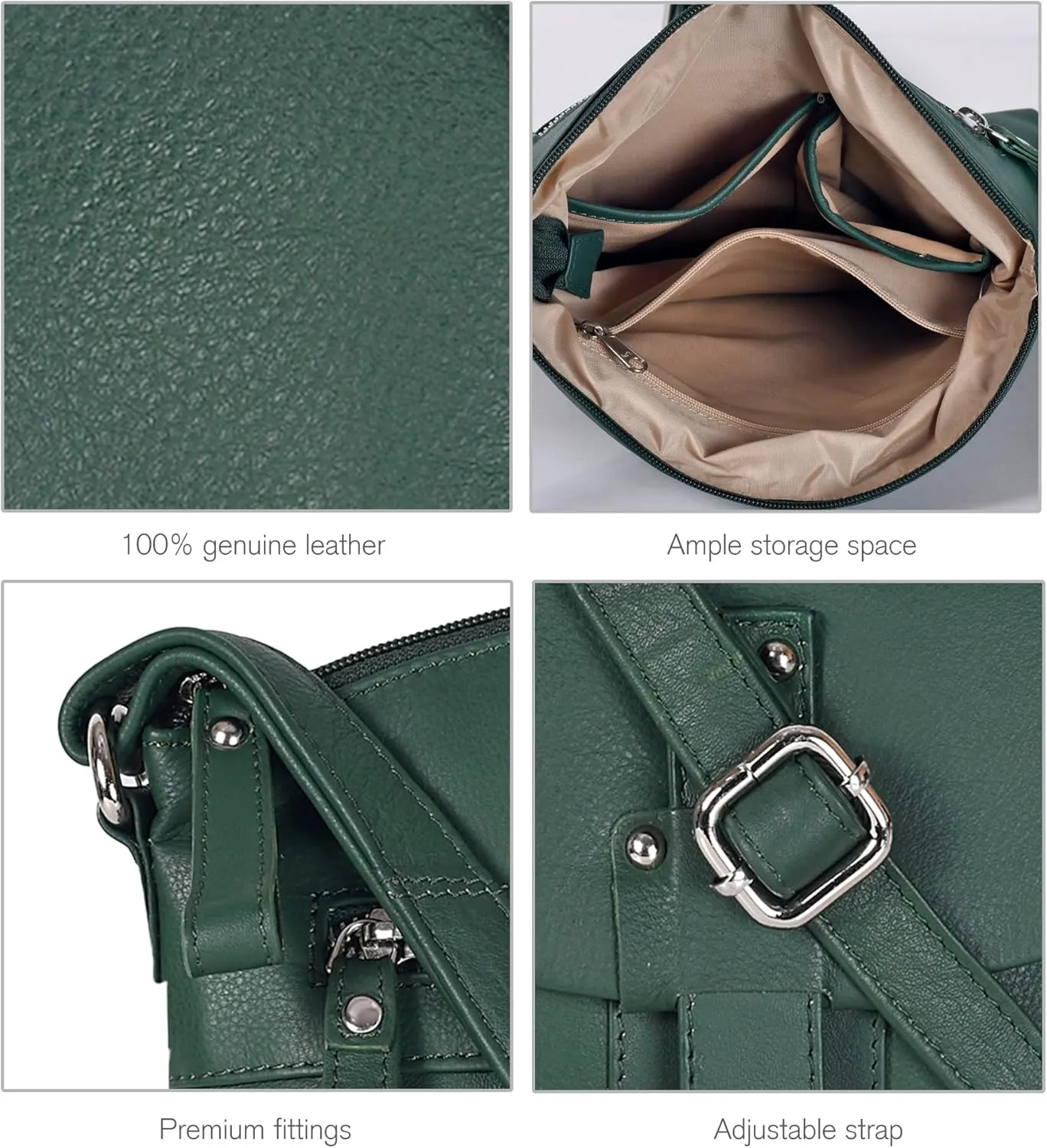Oak Leathers Leather Crossbody Bag For Women With Adjustable Sling Strap - Medium Size Crossover Shoulder Handbag Purse