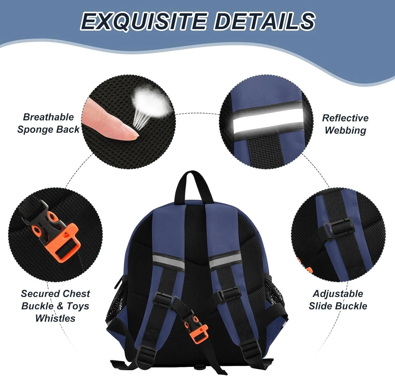 ODAWA Noble Blue Backpack Cute with 3D Animal Ears, Lightweight and Safe Backpacks for Boys