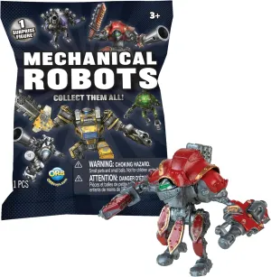 ORB Arcade Mechanical Robots Blind Bag 4 Pack - 4 Blind Bags, Each w/ 1 Assorted Collectible Robot Toy - Great for Party Favors, Goodie Bags, Stocking Stuffers, Birthday Gifts, Prizes and More