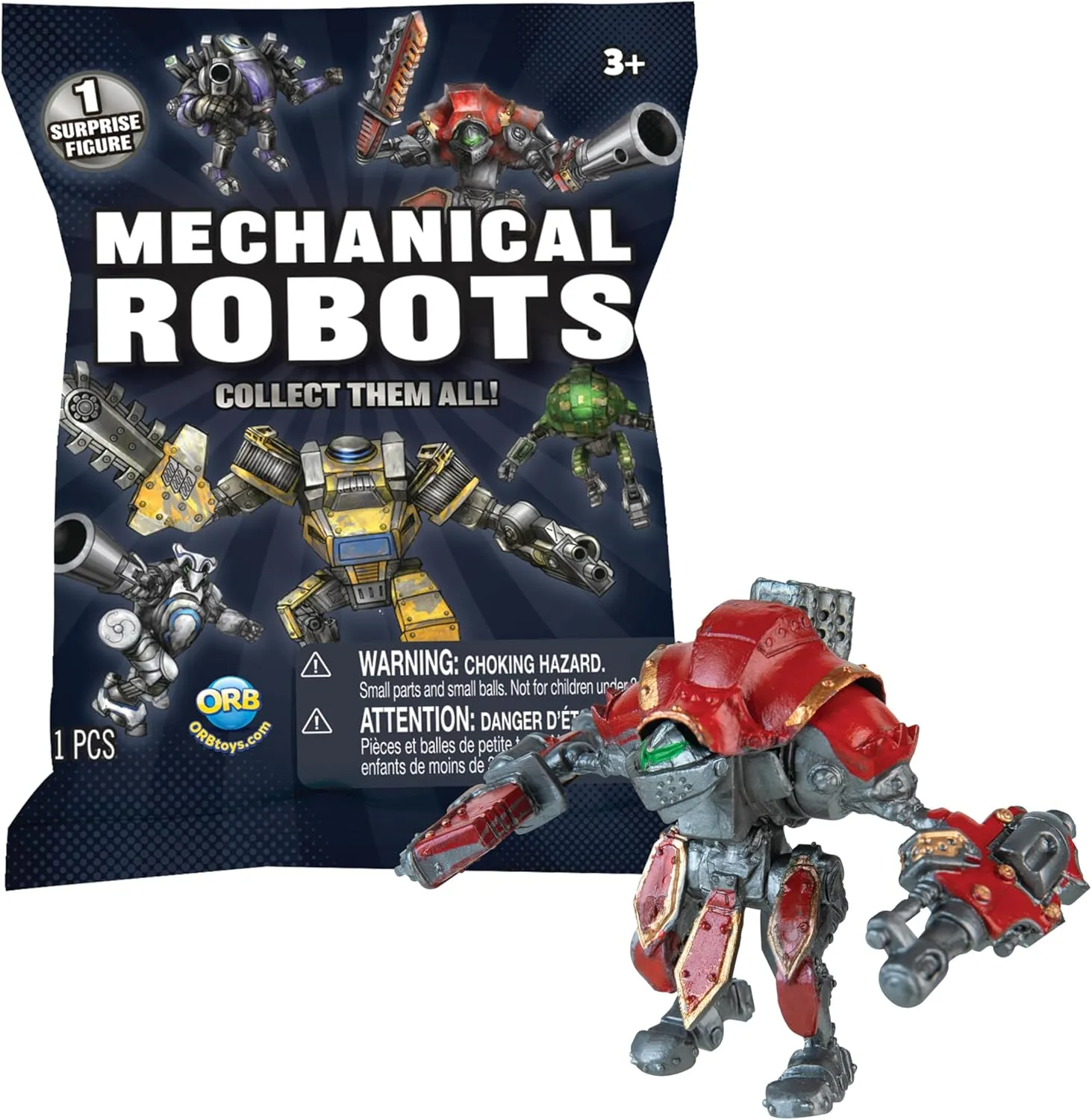 ORB Arcade Mechanical Robots Blind Bag 4 Pack - 4 Blind Bags, Each w/ 1 Assorted Collectible Robot Toy - Great for Party Favors, Goodie Bags, Stocking Stuffers, Birthday Gifts, Prizes and More