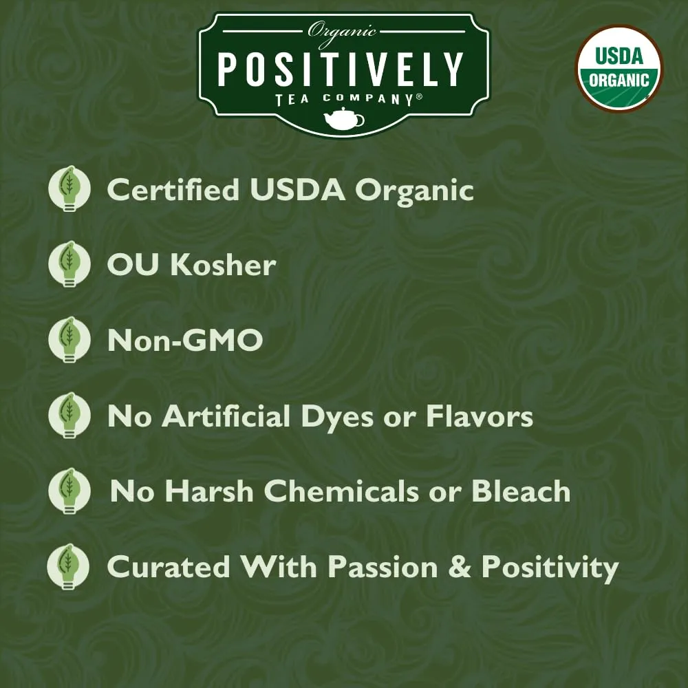 Organic Positively Tea Company, Green Tea Bags, 100 Count, Eco-Friendly Tea Bags, Non-GMO