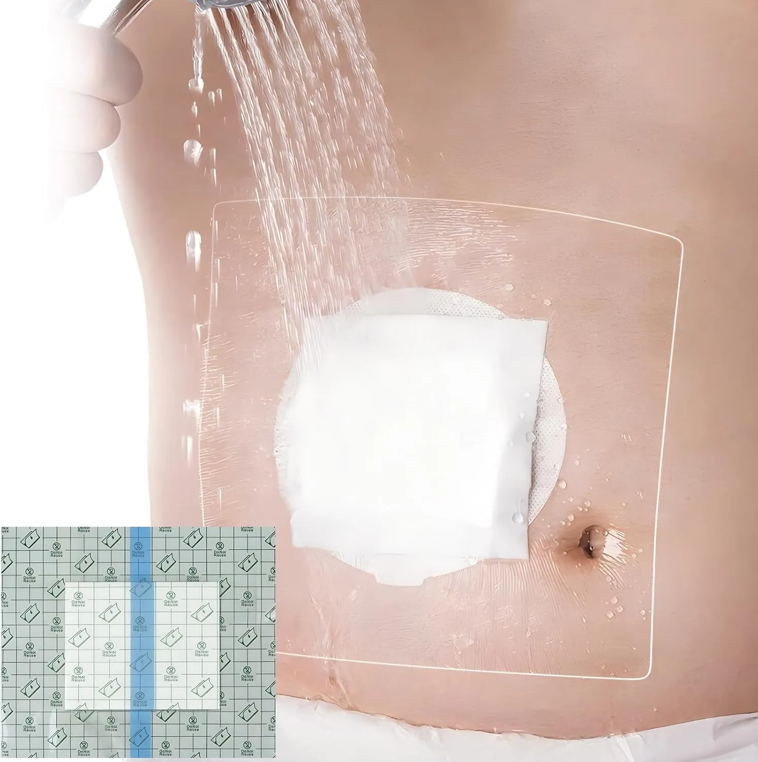 Ostomy Shower Cover Waterproof Ostomy Bag Covers Shower Guard Stoma Shower Shields Colostomy Bathing Bags Shower Protector Adhesive Bandage with Non-Stick Pad for Showering 10"x12" 14 Pcs