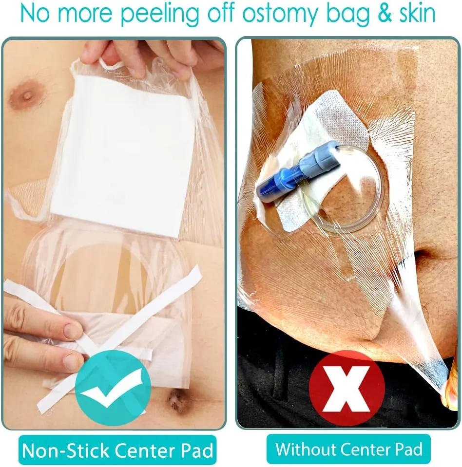Ostomy Shower Cover Waterproof Ostomy Bag Covers Shower Guard Stoma Shower Shields Colostomy Bathing Bags Shower Protector Adhesive Bandage with Non-Stick Pad for Showering 10"x12" 14 Pcs