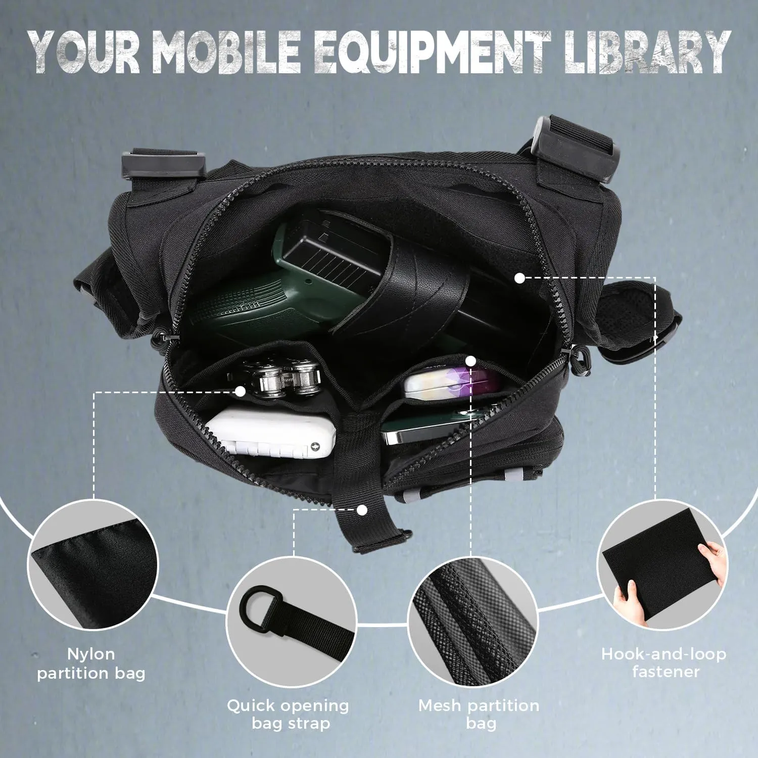 Outdoor Sports Chest Bag for Men, Chest Vest Holster Fits Most Pistols, EDC Travel Chest Pack for Running, Hiking