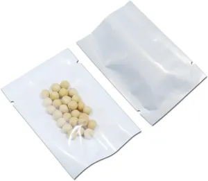 PABCK 100 Pack 6.3x9.4 inch (Usable Size 5.9x9.05 inch) White Clear Front Open Top 2.8mil Plastic Vacuum Pouch Heat Sealable Bags for Food Storage Packets Mini Sample with Tear Notches