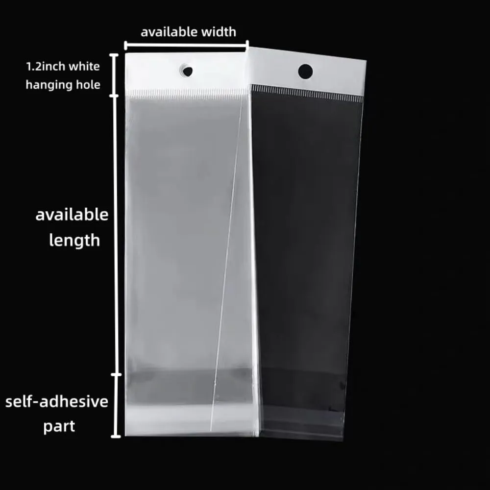 PABCK 100 Pack (Available Size 6.1x11.8 inch) Clear Self Adhesive Straight Hair Packaging Bags with Hang Hole Wigs Hair Storage Beauty Personal Care Hair Care Extensions Wigs Accessories