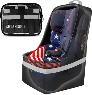 Padded Car Seat Bags For Air Travel - Carseat Travel Bag For Airplane - gate check Car Seats Carrier Cart Cover For Airport With Shoulder Straps (gray)