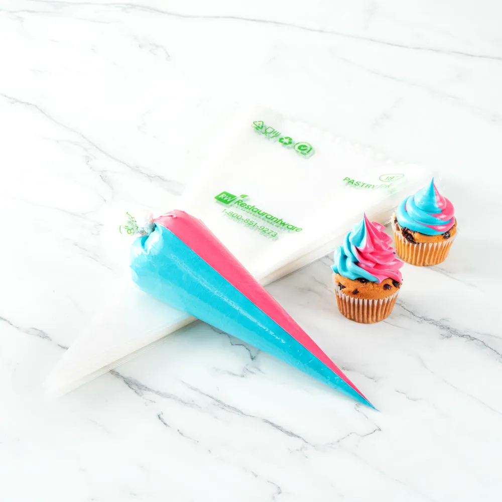 Pastry Tek Clear Plastic Pastry Piping Bag - Dual Color - 18" - 100 count box