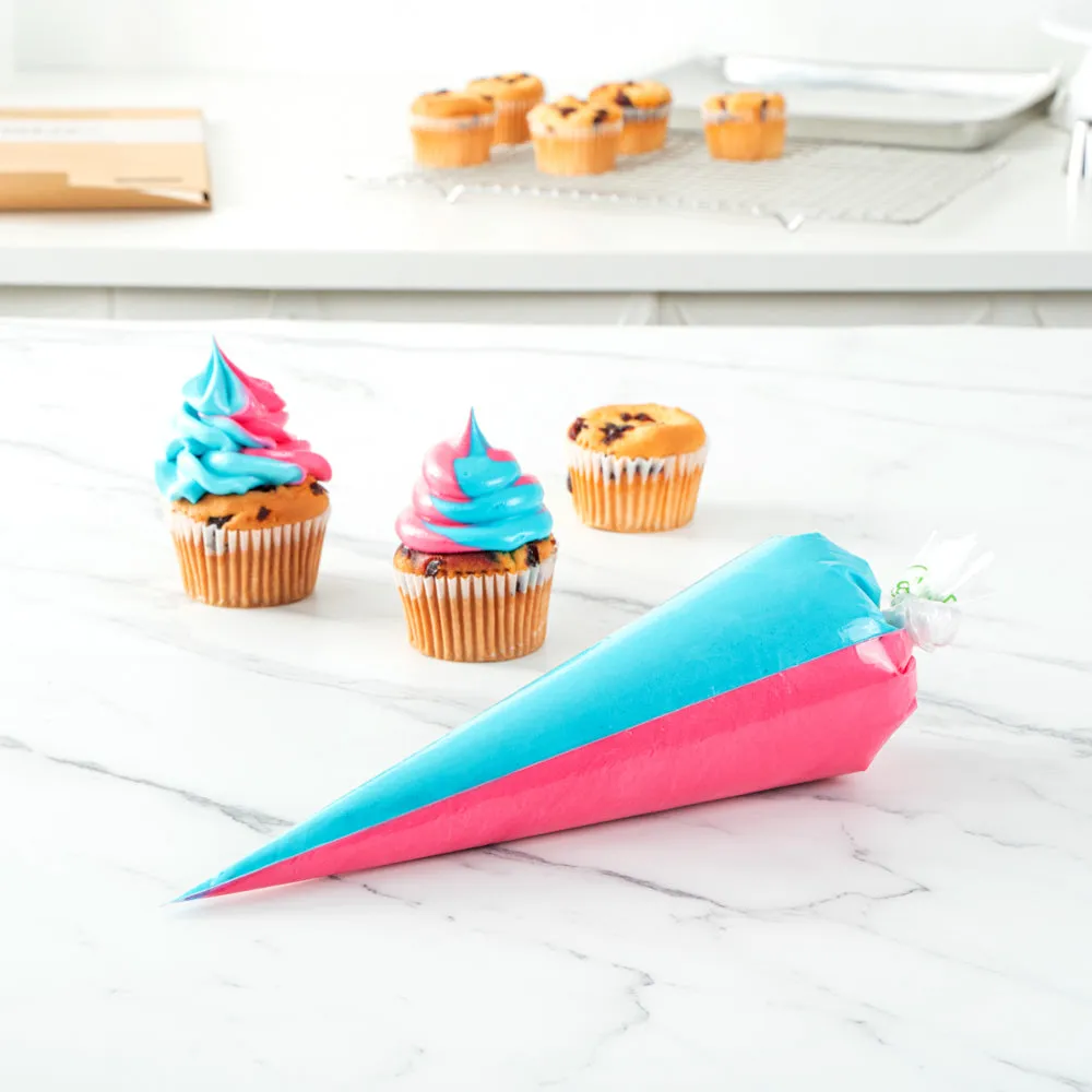 Pastry Tek Clear Plastic Pastry Piping Bag - Dual Color - 18" - 100 count box