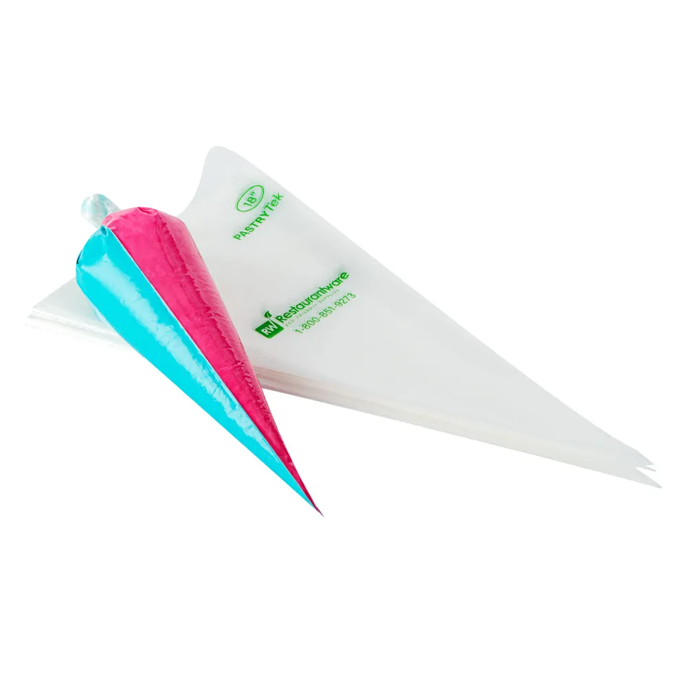 Pastry Tek Clear Plastic Pastry Piping Bag - Dual Color - 18" - 100 count box