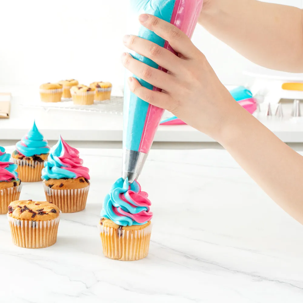 Pastry Tek Clear Plastic Pastry Piping Bag - Dual Color - 18" - 100 count box