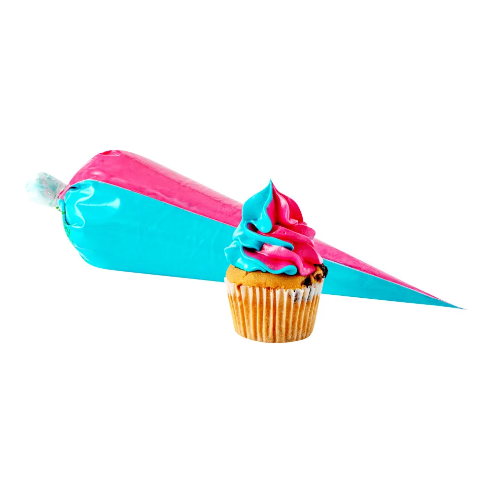 Pastry Tek Clear Plastic Pastry Piping Bag - Dual Color - 18" - 100 count box