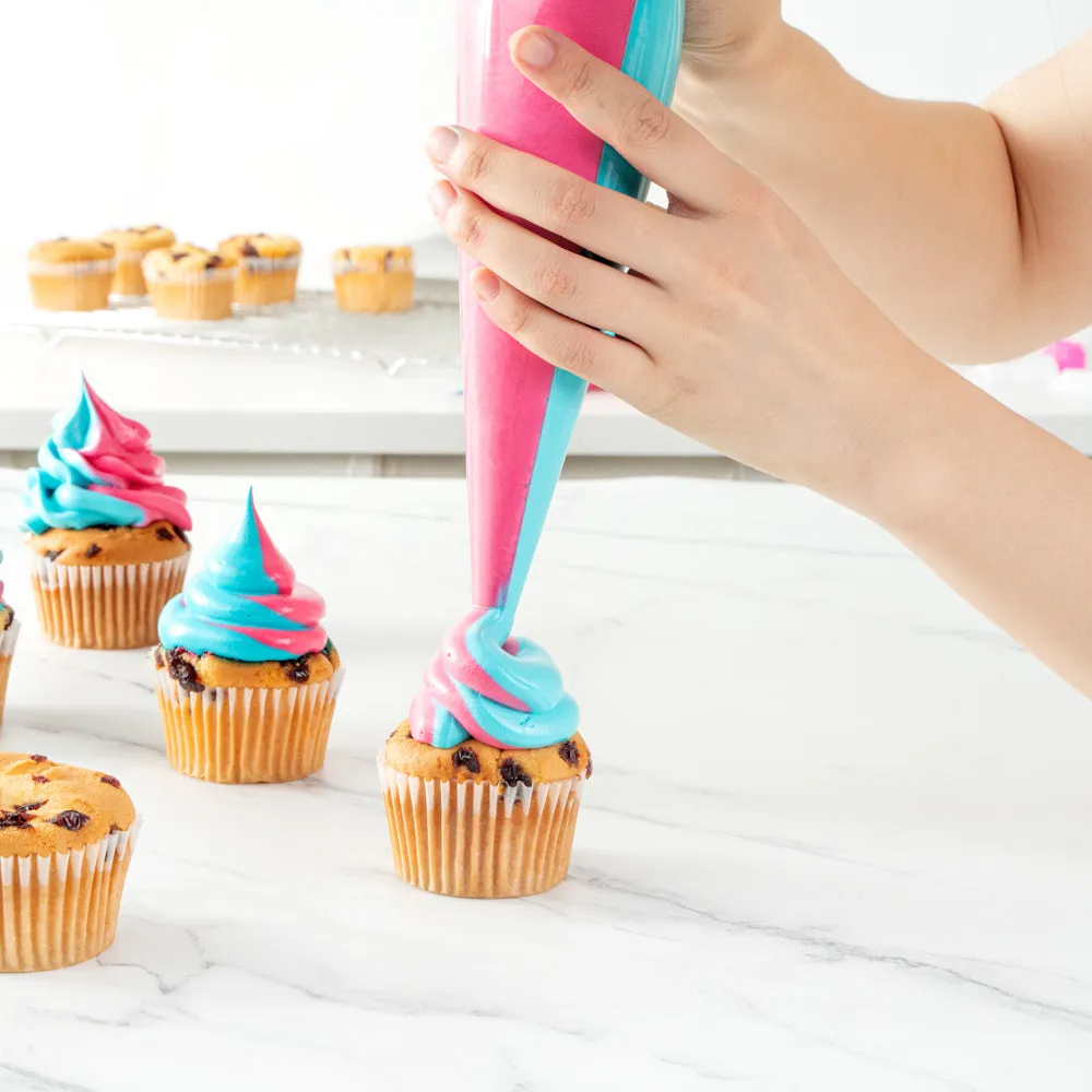 Pastry Tek Clear Plastic Pastry Piping Bag - Dual Color - 18" - 100 count box