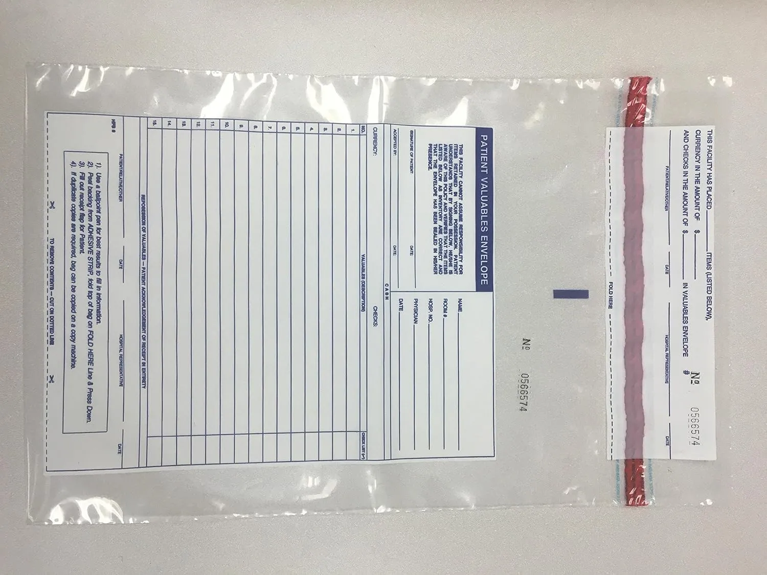 Patient Valuables Bags, Carton of 500