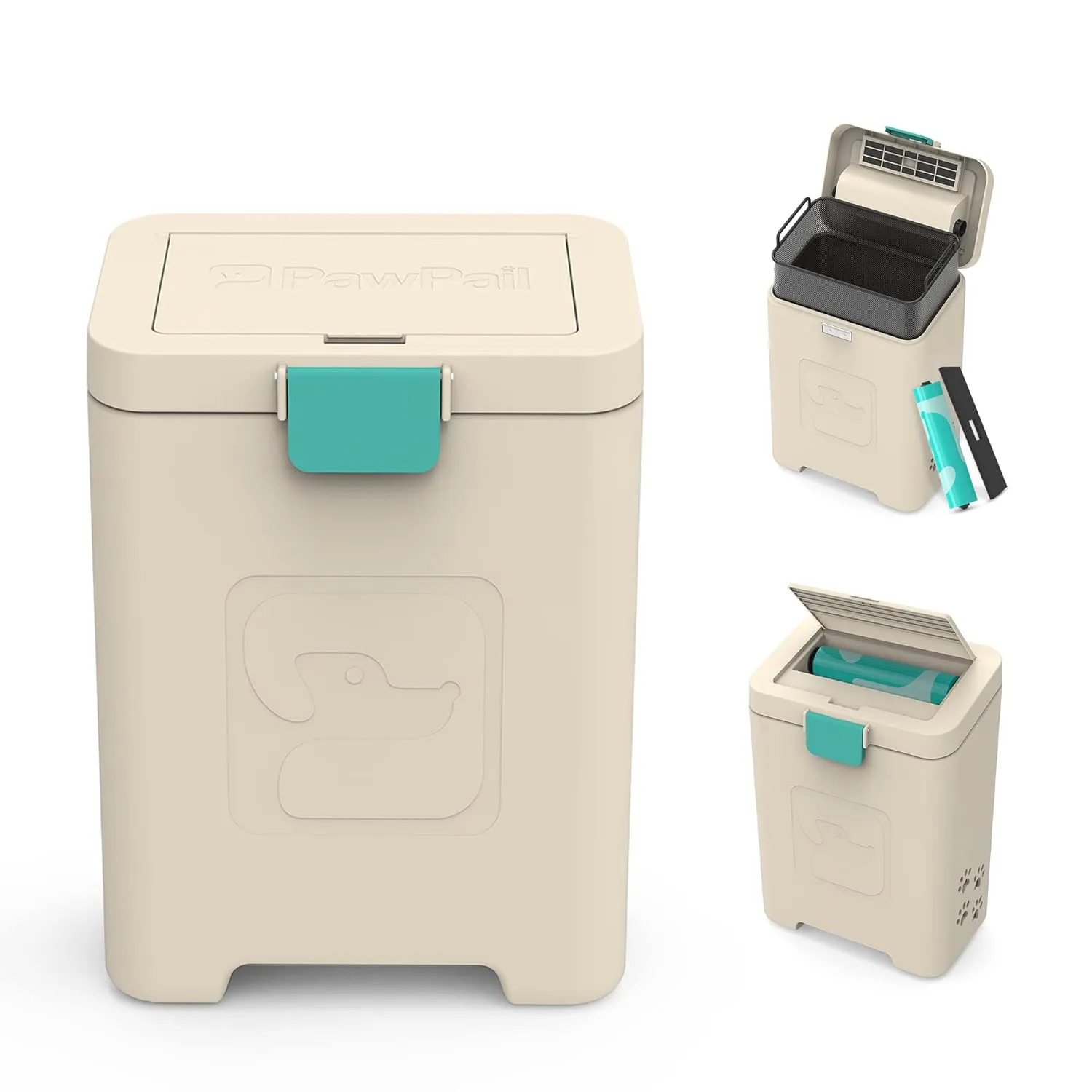 PawPail Pet Waste Station, Heavy Duty Outdoor Dog Poop Trash Can with Carbon Air Filter & DualVent Odor Control, UV & Weather Resistant | Includes 200 Pet Waste Bags