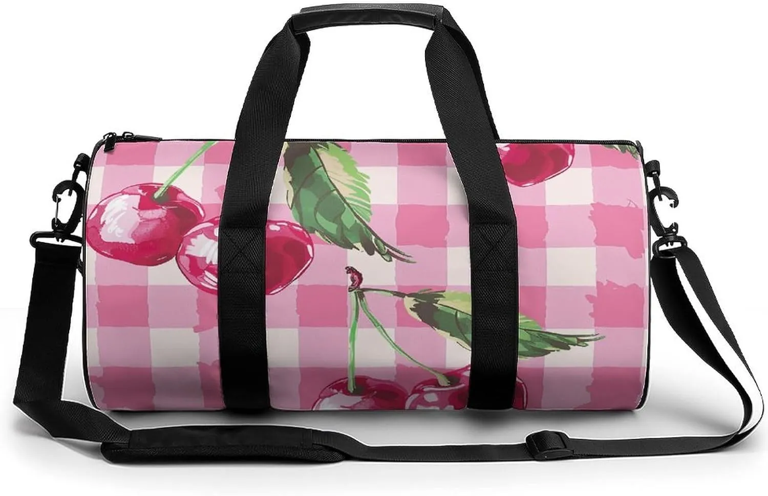 Peach Plaid Pattern Gym Bag Sport Gym Tote Bag Lightweight Duffle Bag Carry On Weekender Bags for Women Men