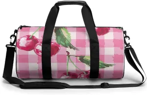 Peach Plaid Pattern Gym Bag Sport Gym Tote Bag Lightweight Duffle Bag Carry On Weekender Bags for Women Men