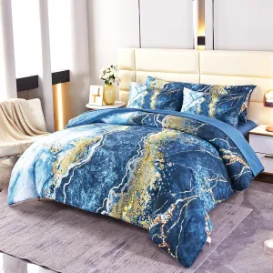 PERFEMET 6 Pcs California King Bed in A Bag Set Capri Blue Watercolor Marble Patterns Bedding Comforter with Sheets Soft Luxury Tie Dyed Comforter Set for All Seasons(Capri Blue, Cal King)