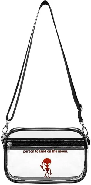 Person to Land on The Moon Fashion Shoulder Bag PVC Transparent Women Crossbody Bags Cute Handbag Cosmetic Bag